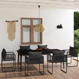  7-dijelni vrtni blagovaonski set crni Crna Dužina stola 140 cm | Shoptok.si