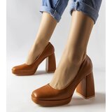 Gemre Brown high block heel pumps Mailly | shoptok.hr