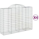  Obokane gabion košare 4 kosi 200x50x140/160 cm pocinkano železo | Shoptok.si