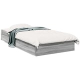 vidaXL Posteljni okvir s predali siva sonoma 75x190 cm inženirski les | Shoptok.si