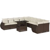 vidaXL 11-dijelni set vrtnih sofa od poliratana s jastucima smeđi | shoptok.hr