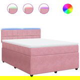 vidaXL Box spring postelja z vzmetnico roza 160x200 cm žamet, (21304609) | Shoptok.si