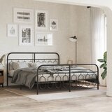 Maison Chic Kovinski Posteljni okvir - Dvoposteljna postelja - Zakonska postelja z vzglavjem in vznožjem črn 183x213 cm, (21697010) | Shoptok.si