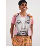 Desigual Light pink women's T-shirt Face - Women's | Shoptok.si