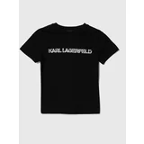 Karl Lagerfeld Otroška bombažna kratka majica črna barva