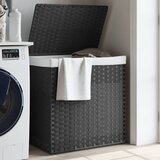 vidaXL Košara za perilo z 2 predelkoma siva 53x35x57 cm poli ratan | Shoptok.si
