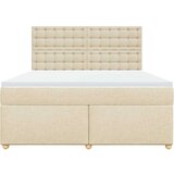 vidaXL Box spring postelja z vzmetnico krem 180x200 cm blago, (21307710) | Shoptok.si