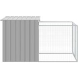 vidaXL Kućica za pse s igralištem svjetlosiva 110x201x110 cm čelična | shoptok.hr