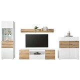 CARRYHOME dnevni regal, bela, barve hrasta, bela, visoki sijaj | Shoptok.si