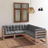 Maison Chic Seti vrtnega pohištva - Vrtna garnitura - Vrtni pohištvo set 5-delna z blazinami trdna borovina, (21813794) | Shoptok.si