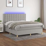  Box spring postelja z vzmetnico LED sv. siva 180x200 cm blago, (20789315) Cene