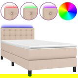  Krevet box spring madrac LED cappuccino 100x200cm umjetna koža | shoptok.hr