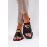 Zazoo Elegant Women's Leather Slippers With Decoration 3008 Black Cene