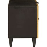 vidaXL Nočna omarica Črna in zlata 40 x 33.5 x 46 cm trden mangov les | Shoptok.si