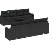 vidaXL 9-dijelni vrtni kauč set s jastučićima crni poly ratan, 2-sjedni vrtni kauč s prostorom za pohranu i jastučićima crni poly ratan | shoptok.hr