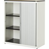 mauser Omara s prečnim rolojem, VxŠxG 1168 x 1000 x 432 mm, plošča s polnim jedrom, 2 polici, čisto bele / aluminijaste barve / javor | Shoptok.si