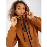 Fashion Hunters Light brown basic sweatshirt with pockets RUE PARIS Cene