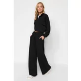 Trendyol Black Thick Extra Wide Leg High Waist Knitted Sweatpants