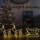 Ukrasni božićni sobovi i sanjke vanjski s 576 žarulja
