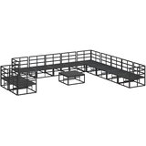 vidaXL Sjedeća garnitura za vrt s jastukom 12 pcs Crna Aluminij | shoptok.hr