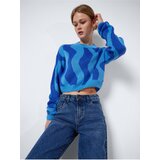 Noisy May Blue Women Patterned Cropped Sweater Cosmic - Women | Shoptok.si