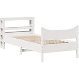 Maison Chic Posteljni okvir - Enojna postelja - Postelja za odrasle z vzglavjem bel 90x200 cm trdna borovina, (21695238) | Shoptok.si