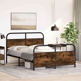 Metalni Kovinski posteljni okvir brez vzmetnice dimljen hrast 137x190cm, (21607513) | Shoptok.si