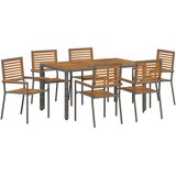  Vrtni set za objed 7 pcs Siva i smeđa poliratan | shoptok.hr