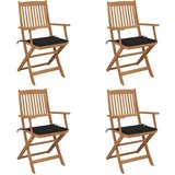 Maison Chic Zložljivi Vrtni Stoli - Stol za vrti 4 kosi z blazinami trden akacijev les JS2976, (21875750) | Shoptok.si