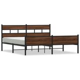 Metalni Kovinski posteljni okvir brez vzmetnice rjavi hrast 200x200 cm, (21610414) | Shoptok.si