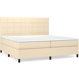 vidaXL Box spring postelja z vzmetnico krem 200x200 cm blago, (20999456) Cene