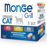 Monge superpremium hrana za sterilisane mačke, govedina, petlic i pastrmka, 12x85g