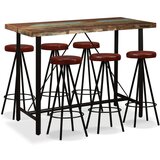 vidaXL Barska garnitura 7-delna trden predelan les in pravo usnje | Shoptok.si