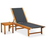 Maison Chic Ležalnik - Sončna ležalnik z mizico trden akacijev les in tekstil, (22043380) | Shoptok.si