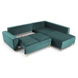 Cosmopolitan Design Petrolej zelena baršunasti sklopiva/s prostorom za odlaganje kutna garnitura (s desnim kutom/u obliku slova L) Kyoto – | shoptok.hr
