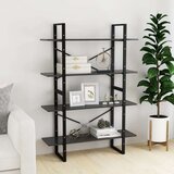 vidaXL Knjižna omara 4-nadstropna siva 100x30x140 cm iverna plošča | Shoptok.si