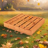  Otroški peskovnik s klopmi, lesen peskovnik, peskovnik s pokrovom in talno oblogo iz flisa, 120 x 120 cm | Shoptok.si