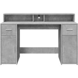  Radni stol s LED svjetlima sivi 140x55x91 cm konstruirano drvo | Shoptok.si