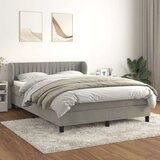  Box spring postelja z vzmetnico svetlo siva 140x200 cm žamet, (20901001) | Shoptok.si