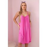 Kesi Włoski Viscose dress with straps pink Cijene