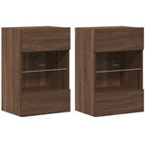  Zidni ormarići s LED svjetlima za TV 2 kom boja smeđeg hrasta 40x30x60,5 cm | shoptok.hr