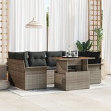 vidaXL Vrtni kauč set Set od 7 Siva Ratan Vrtni kauč set Pravokutni | shoptok.hr