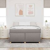  Konstrukcija postelje z vzmetnico Taupe 140 x 200 cm blago | Shoptok.si
