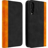AVIZAR Ovitek za denarnico v patiniranem in dvobarvnem videzu usnja s šivi na vrhu - crna str. Huawei P20 Pro, (20600408) | Shoptok.si