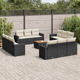  13-dijelni set vrtnih sofa s jastucima poliratan crni | shoptok.hr