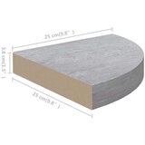 vidaXL Kotna stenska polica betonsko siva 25x25x3,8 cm MDF | Shoptok.si