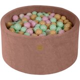 MeowBaby Bazen z žogicami, 90x40 cm s 300 žogicami, žamet, bež: pastelno roza/mint/bela/bež, (21289262) | Shoptok.si