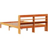 vidaXL Posteljni okvir z vzglavjem voščeno rjava 150x200 cm borovina | Shoptok.si