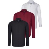 Dewberry TRIPLE SET G726 SHIRT-BLACK-WHITE-BURGUNDY Dewberry TRIPLE SET G726 SHIRT-BLACK-WHITE-BURGUNDY Slike