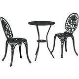 vidaXL 3-dijelni vrtni bistro set crni lijevani aluminij | shoptok.hr